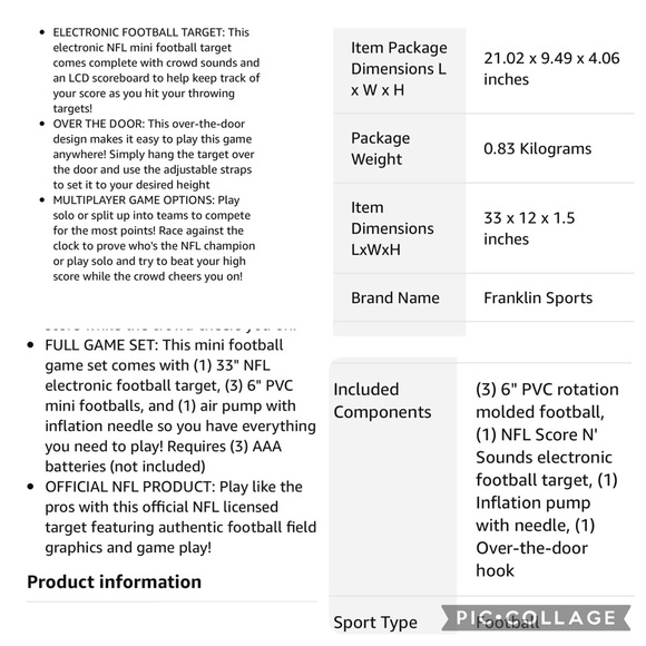 Franklin Sports NFL Score N’ Sounds Electronic Football Target Toss Game - Picture 10 of 12